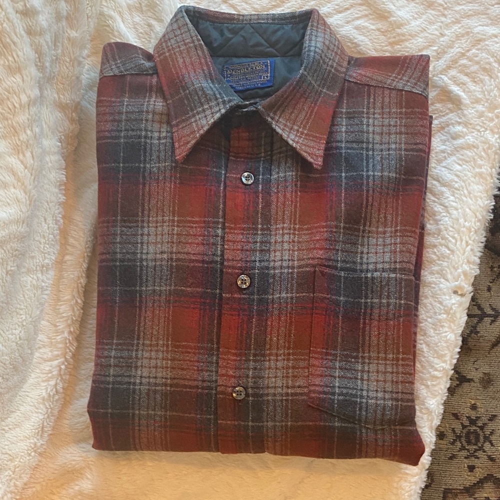 Pendleton Blue And Gold Wool Button Up Shirt - image 6